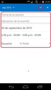 Completar invitación en Outlook para Android