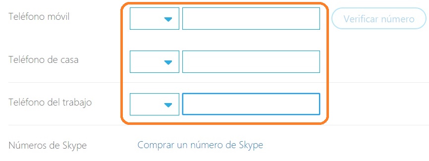 Editar números de skype