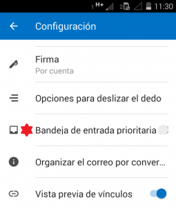 Eliminar la pestaña de prioritarios en Outlook para Android