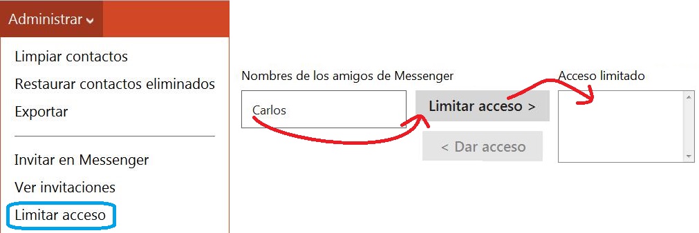 Limitar el acceso de los contactos de Messenger al perfil