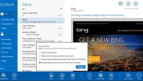 versión de Outlook.com para Windows 8.1